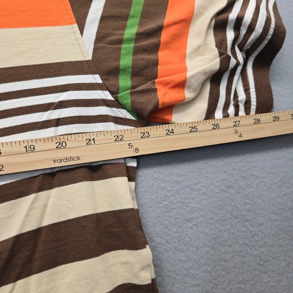 VTG Southpole Mens Striped Polo Shirt Brown Orange Green White Cotton Large Y2K - Picture 8 of 8